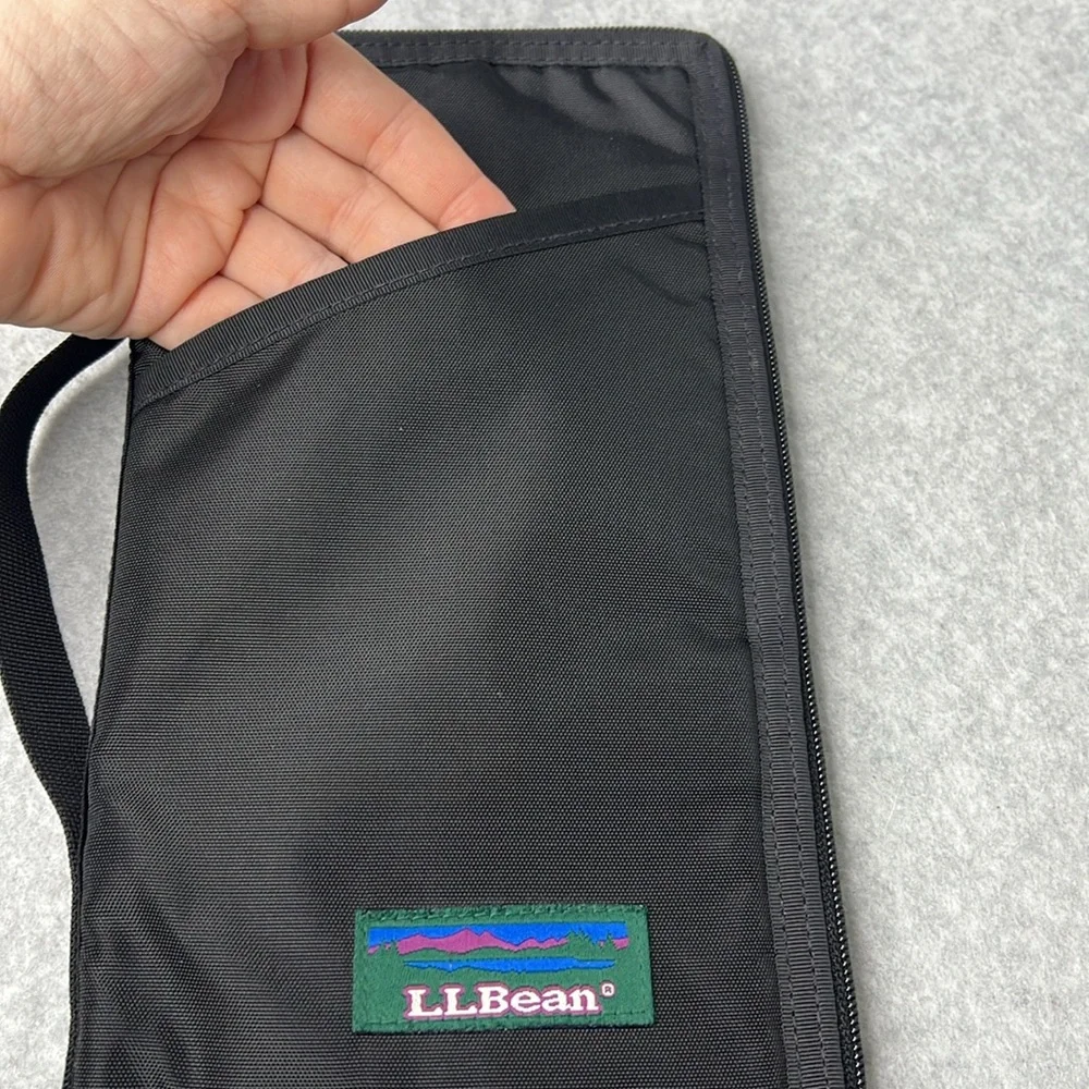 Vintage LL Bean Black Travel Wallet Wristlet Gorpcore Clutch Bag Car Organizer